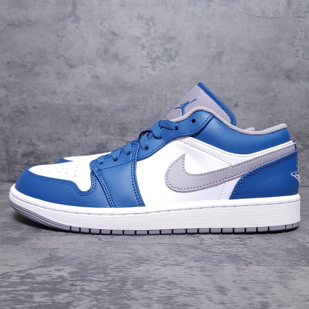 NIKE Air Jordan 1 Low Basketball Shoes Mens 9 True Blue Cement Grey Cowboys